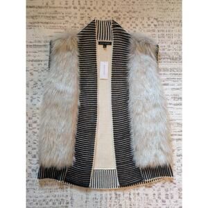 Banana Republic Open Sweater Vest Faux-Fur Trim - Women's Small, New With Tag